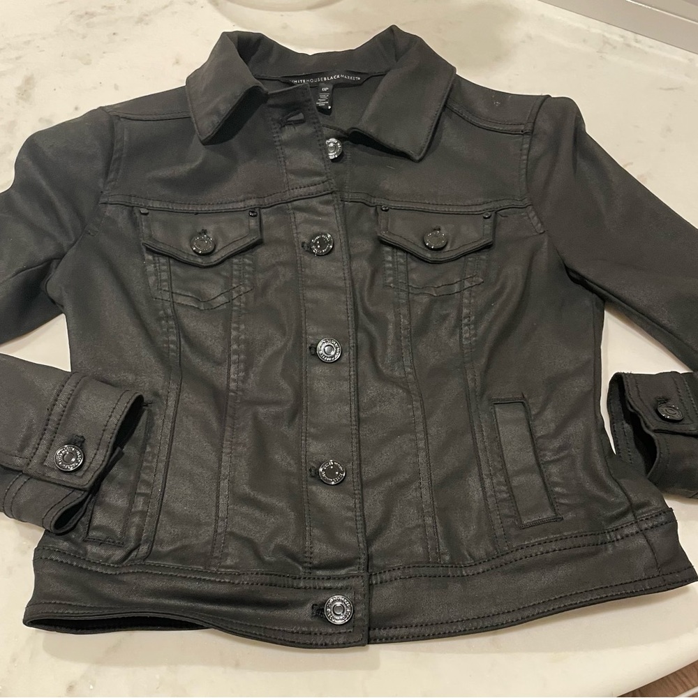 Black coated denim jacket